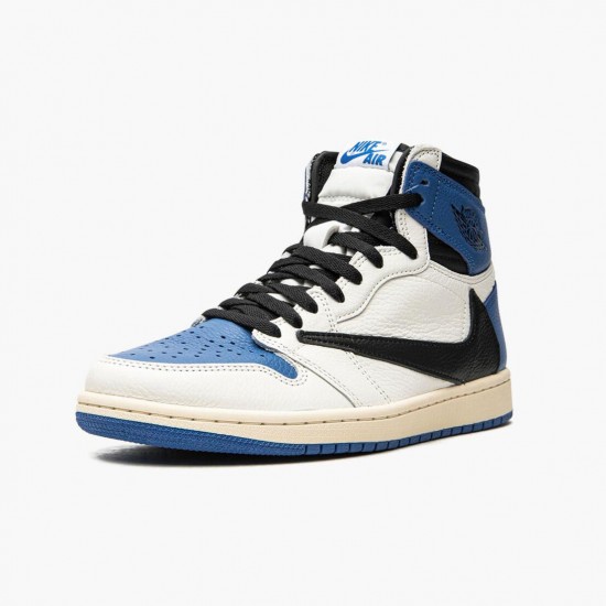 Women's/Men's Nike Jordan 1 High OG SP Fragment x Travis Scott Sail/Black-Military Blue-Shy Pink Jordan Shoes