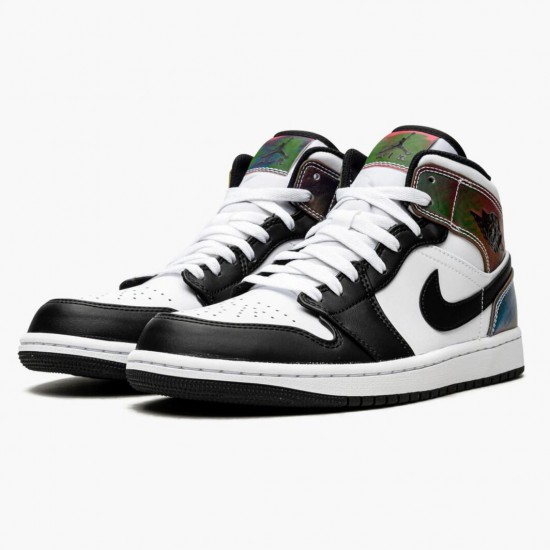 Women's/Men's Nike Jordan 1 Mid Heat Reactive White/Black/Heat Reactive Jordan Shoes