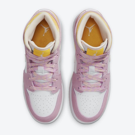 Women's Nike Jordan 1 Mid SE GS Arctic Pink Light Arctic Pink/University Gold/White Jordan Shoes