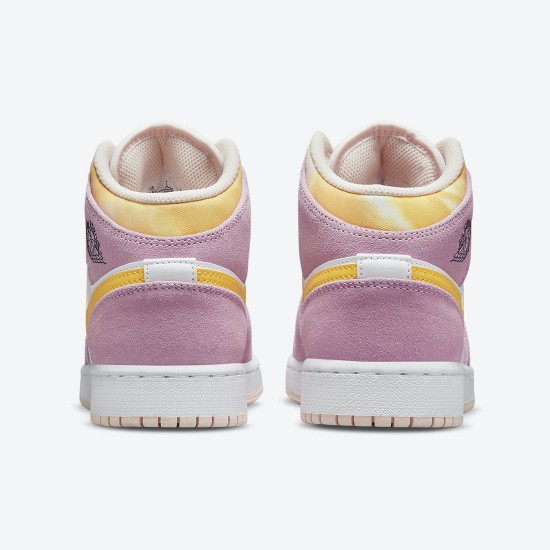 Women's Nike Jordan 1 Mid SE GS Arctic Pink Light Arctic Pink/University Gold/White Jordan Shoes