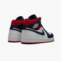 Men's Nike Jordan 1 Mid SE USA White/Midnight Navy/Varsity Red Jordan Shoes