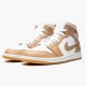 Women's/Men's Nike Jordan 1 Mid Tan Gum Tan/White/Gum Jordan Shoes