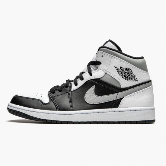 Women's/Men's Nike Jordan 1 Mid White Shadow Black/White/Lt Smoke Grey Jordan Shoes