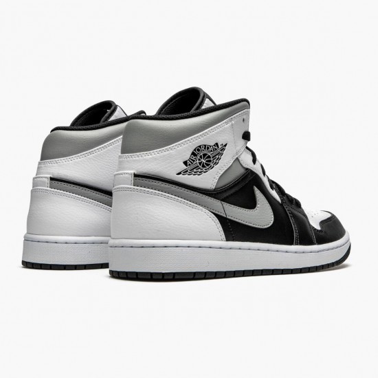 Women's/Men's Nike Jordan 1 Mid White Shadow Black/White/Lt Smoke Grey Jordan Shoes