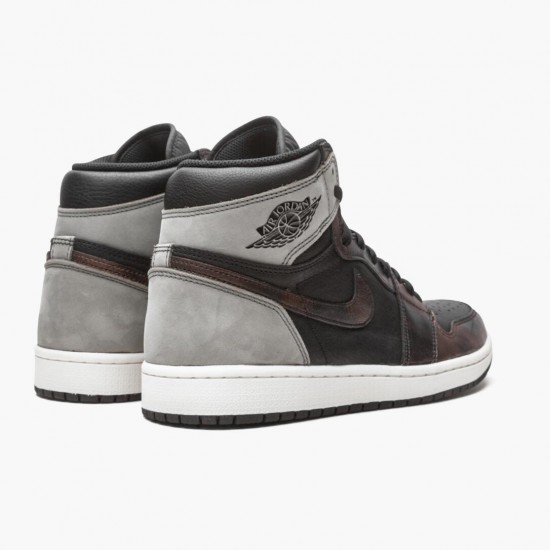 Women's/Men's Nike Jordan 1 Retro High Light Army Rust Shadow Patina Black/Grey Rust Jordan Shoes