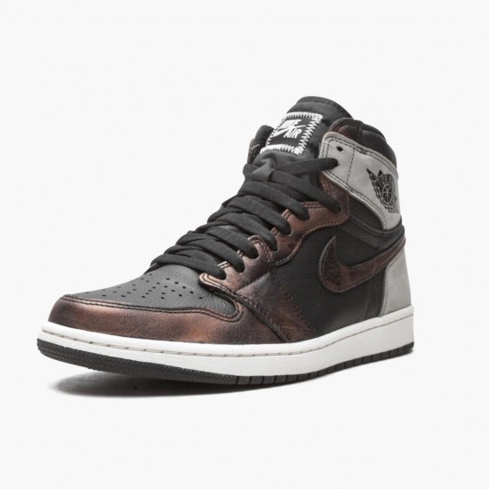 Women's/Men's Nike Jordan 1 Retro High Light Army Rust Shadow Patina Black/Grey Rust Jordan Shoes