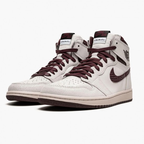 Men's Nike Jordan 1 Retro High OG A Ma Maniére Sail/Burgundy Crush Jordan Shoes