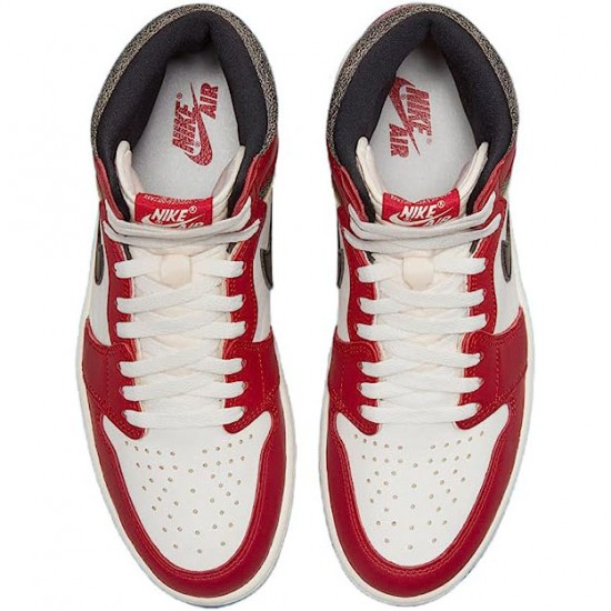 Men's Nike Jordan 1 Retro High OG Chicago Lost and Found Varsity Red/Black-Sail-Muslin Jordan Shoes