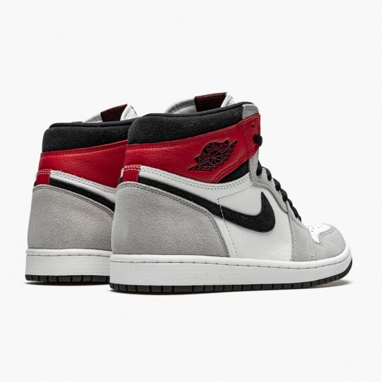 Women's/Men's Nike Jordan 1 Retro High OG Light Smoke Grey White/Black/Light Smoke Grey V Jordan Shoes