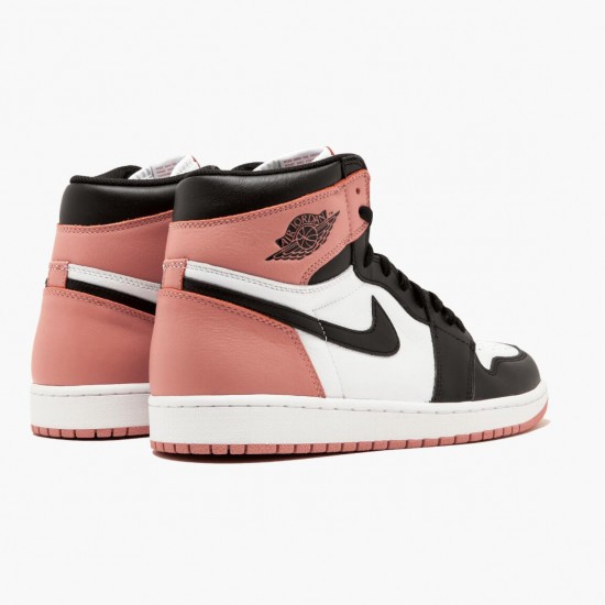 Women's/Men's Nike Jordan 1 Retro High Rust Pink White/Black/Rust Pink Jordan Shoes