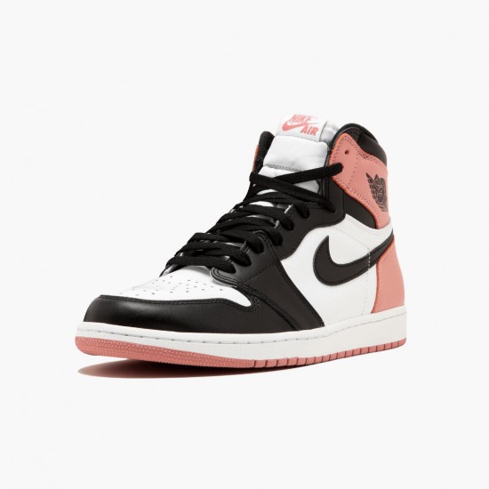 Women's/Men's Nike Jordan 1 Retro High Rust Pink White/Black/Rust Pink Jordan Shoes