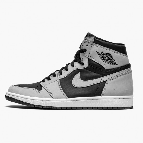 Women's/Men's Nike Jordan 1 Retro High Shadow 2.0 Black/White/Light Smoke Grey Jordan Shoes