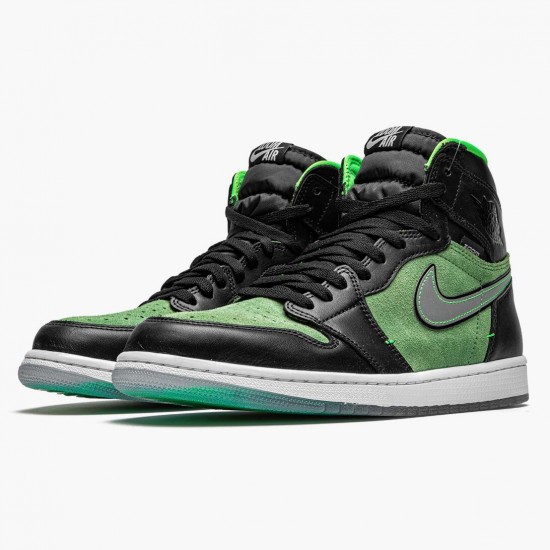 Women's/Men's Nike Jordan 1 Retro High Zoom Zen Green Black/Black Tomatillo Rage Gre Jordan Shoes