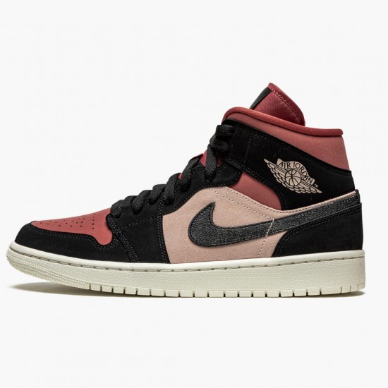 Women's Nike Jordan 1 Mid Canyon Rust Particle Beige/Black Jordan Shoes