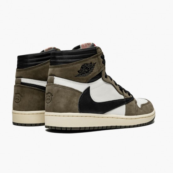 Women's/Men's Nike Jordan 1 High OG TS SP Travis Scott Sail/Dark Mocha/University Red Jordan Shoes