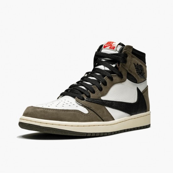 Women's/Men's Nike Jordan 1 High OG TS SP Travis Scott Sail/Dark Mocha/University Red Jordan Shoes