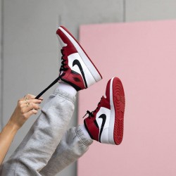 Women's/Men's Nike Jordan 1 Mid Chicago 2020 White/Gym Red/Black Jordan Shoes