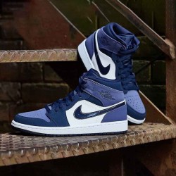 Women's/Men's Nike Jordan 1 Mid Sanded Purple Obsidian/Sanded Purple/White Jordan Shoes