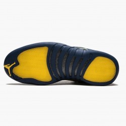 Men's Nike Jordan 12 Retro Michigan College Navy/Amarillo Jordan Shoes