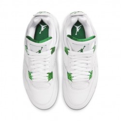 Women's/Men's Nike Jordan 4 Retro Metallic Green White/Metallic Silver Pine Green Jordan Shoes