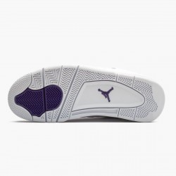 Women's/Men's Nike Jordan 4 Retro Purple Metallic White/Metallic Silver/Court Purple Jordan Shoes