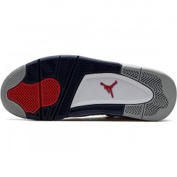 Men's Nike Jordan 4 Midnight Navy White/Midnight Navy/Light Smoke Grey-Fire Red Jordan Shoes