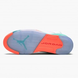 Women's/Men's Nike Jordan 5 Retro Light Aqua White/Crimson Pulse-Light Aqua Jordan Shoes